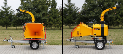 Powerful chipper with petrol engine on braked chassis (26,5 HP) LS 160 PB